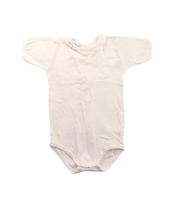 A White Short Sleeve Bodysuits from Babidu in size 2T for girl. (Front View)