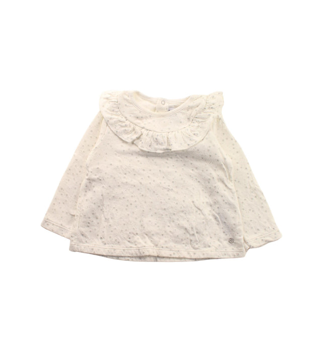 A White Long Sleeve Tops from Petit Bateau in size 12-18M for girl. (Front View)