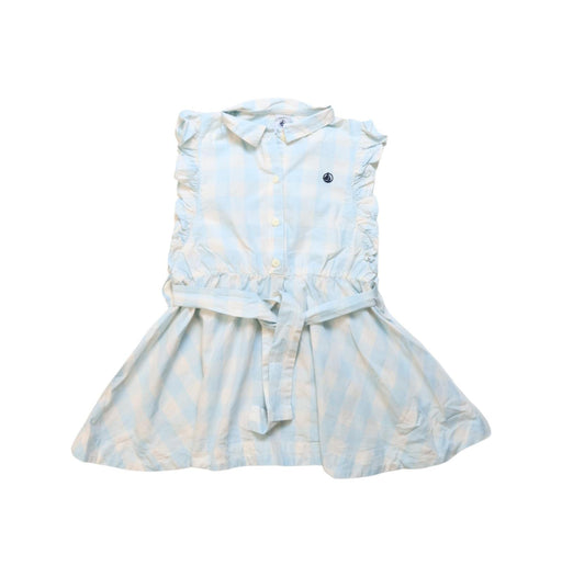 A Blue Sleeveless Dresses from Petit Bateau in size 4T for girl. (Front View)