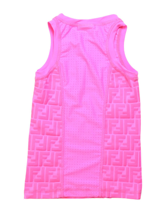 A Pink Sleeveless Tops from Fendi in size 6T for girl. (Back View)