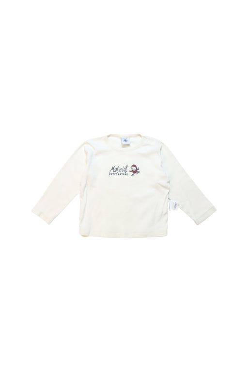 A White Long Sleeve T Shirts from Petit Bateau in size 6-12M for girl. (Front View)