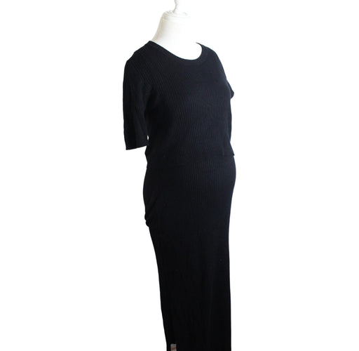 A Black Short Sleeve Dresses from Seraphine in size M for maternity. (Front View)
