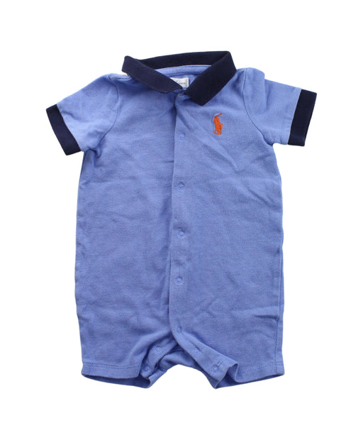 A Blue Short Sleeve Rompers from Ralph Lauren in size 3-6M for boy. (Front View)