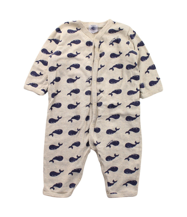 A Blue Long Sleeve Jumpsuits from Petit Bateau in size 3-6M for boy. (Front View)