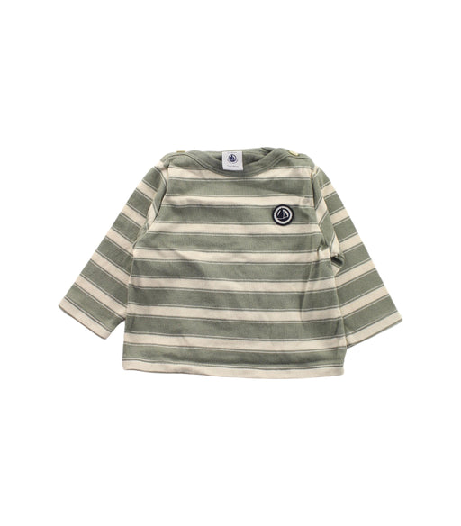 A Green Long Sleeve T Shirts from Petit Bateau in size 3-6M for girl. (Front View)
