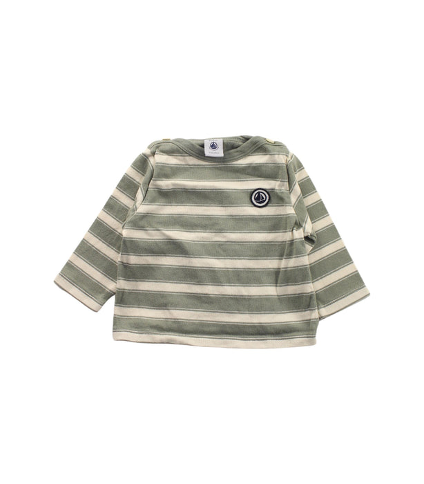 A Green Long Sleeve T Shirts from Petit Bateau in size 3-6M for girl. (Front View)