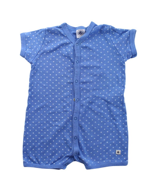 A Blue Short Sleeve Rompers from Petit Bateau in size 3-6M for boy. (Front View)