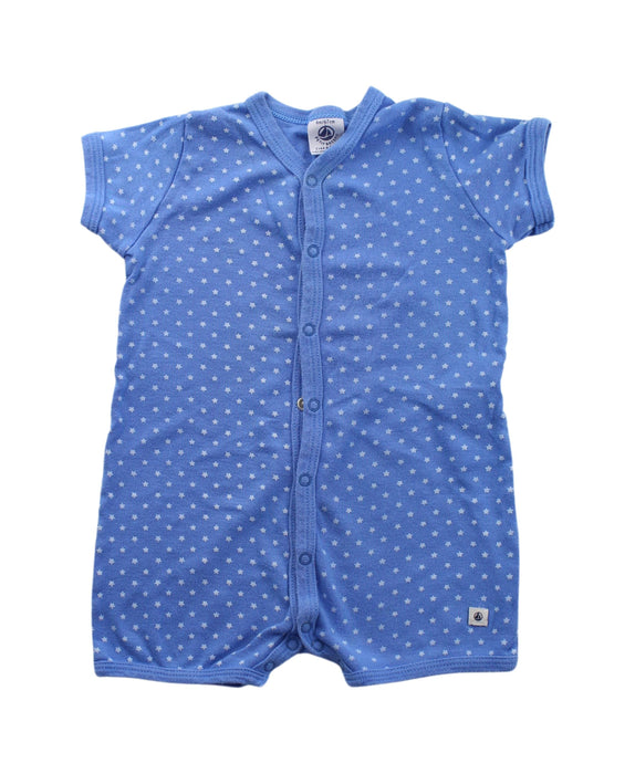 A Blue Short Sleeve Rompers from Petit Bateau in size 3-6M for boy. (Front View)