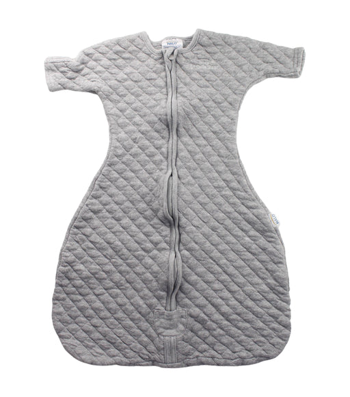 A Grey Sleepsacs from HALO in size 6-12M for neutral. (Front View)