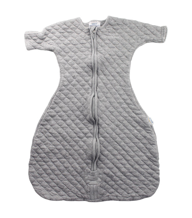 A Grey Sleepsacs from HALO in size 6-12M for neutral. (Front View)
