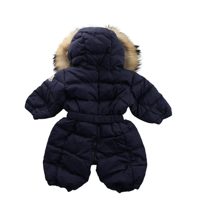 A Blue Snowsuits from Moncler in size 3-6M for boy. (Back View)