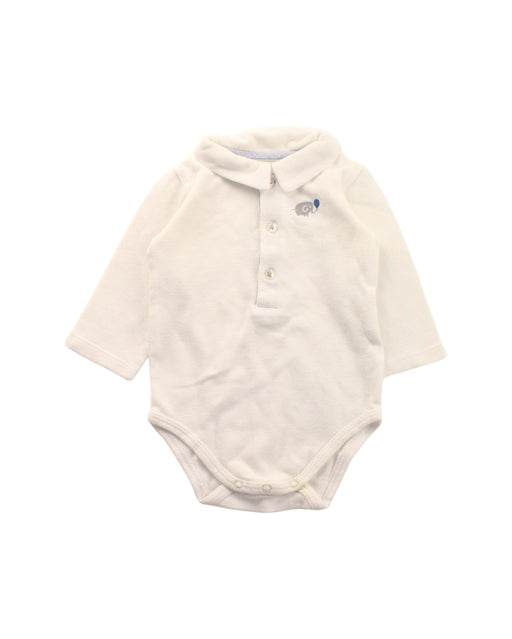 A White Long Sleeve Bodysuits from Bout'Chou in size 3-6M for boy. (Front View)