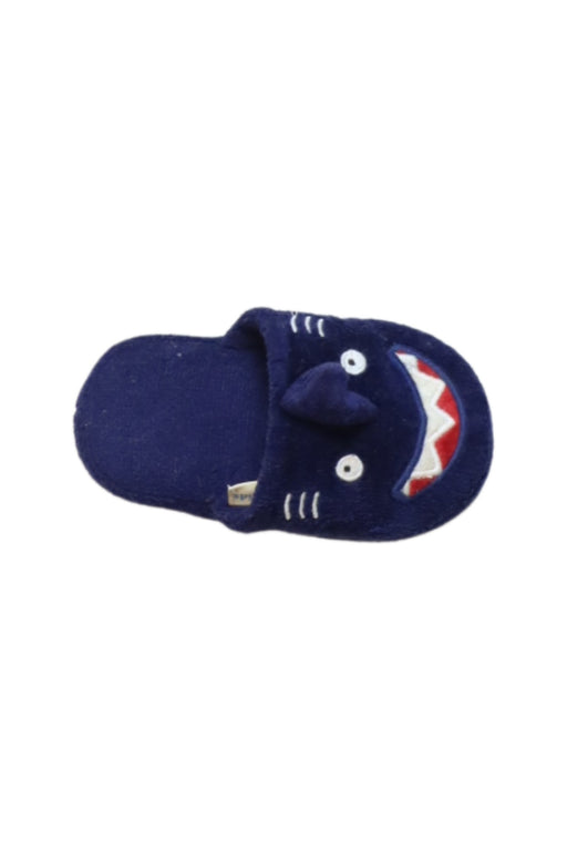 A Navy Slippers from Pottery Barn in size 4T for neutral. (Front View)