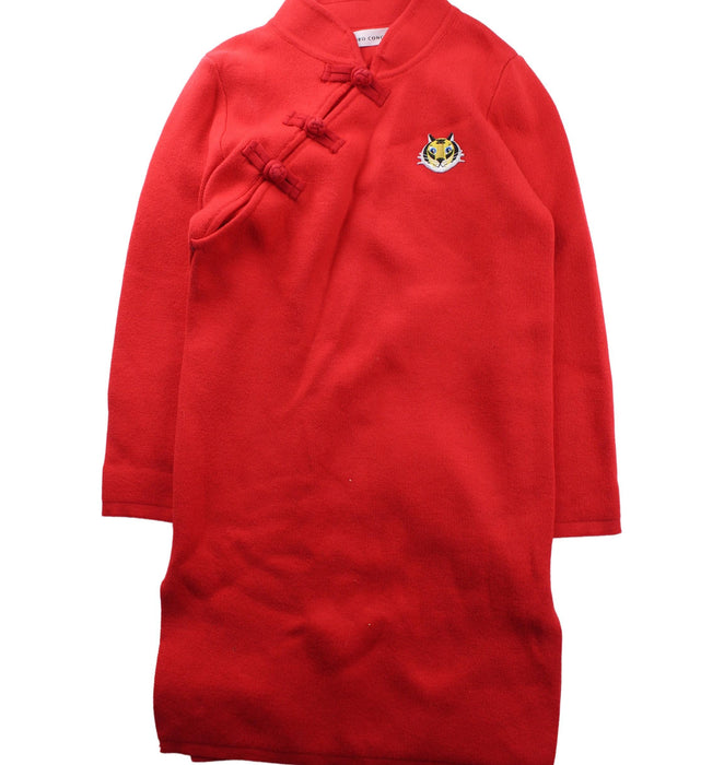 A Red Sweater Dresses from Bimbo Concept in size 8Y for girl. (Front View)