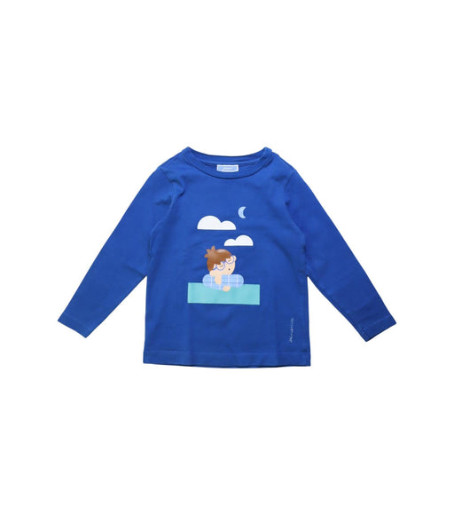 A Blue Long Sleeve T Shirts from Jacadi in size 4T for boy. (Front View)