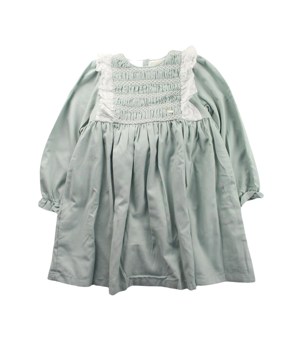 A Green Long Sleeve Dresses from Baby Lai in size 6T for girl. (Front View)