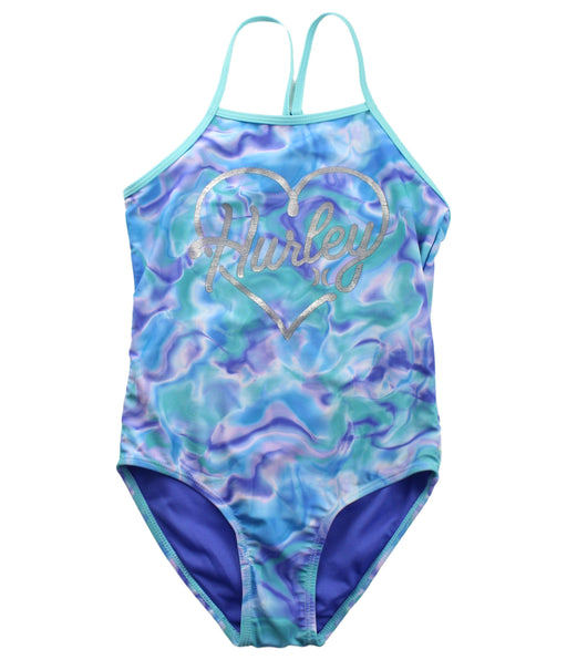 A Green Swimsuits from Hurley in size 7Y for girl. (Front View)