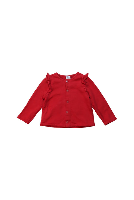 A Red Cardigans from Petit Bateau in size 12-18M for girl. (Front View)