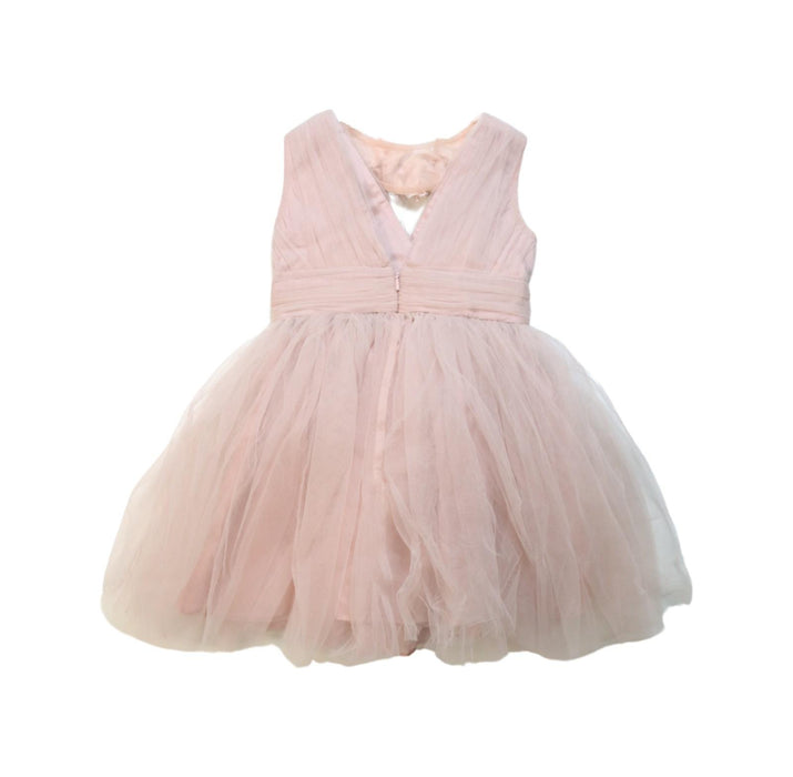 A Pink Sleeveless Dresses from Dorian Ho in size 2T for girl. (Back View)