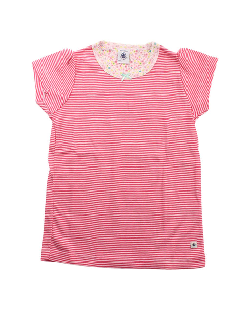A Pink Short Sleeve T Shirts from Petit Bateau in size 5T for girl. (Front View)