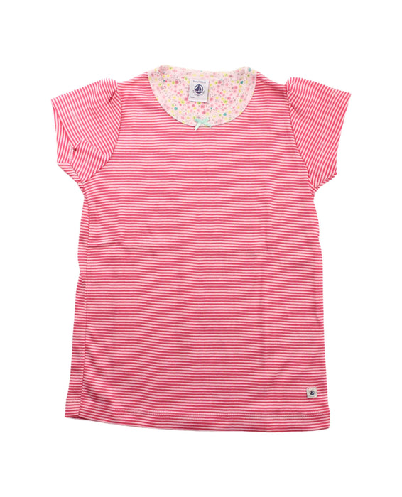 A Pink Short Sleeve T Shirts from Petit Bateau in size 5T for girl. (Front View)