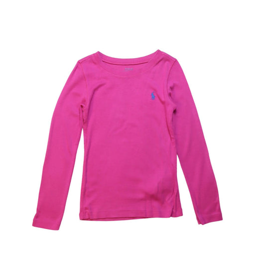 A Pink Long Sleeve T Shirts from Polo Ralph Lauren in size 5T for girl. (Front View)