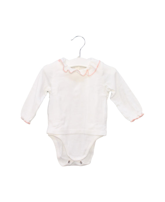 A White Long Sleeve Bodysuits from Petit Bateau in size 3-6M for girl. (Front View)