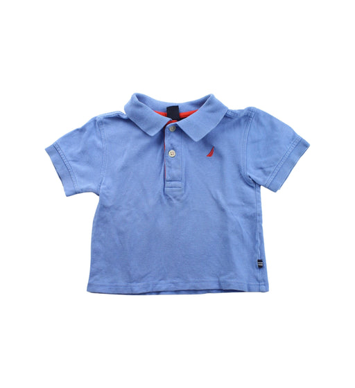 A Blue Short Sleeve Polos from Nautica in size 12-18M for boy. (Front View)
