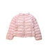 A Pink Puffer/Quilted Jackets from Moncler in size 3T for girl. (Front View)