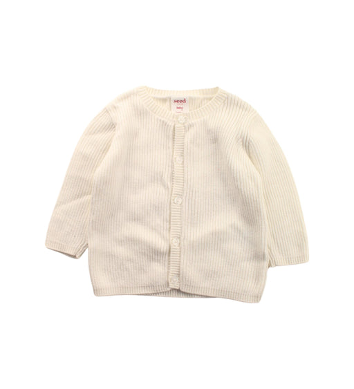 A White Cardigans from Seed in size 3-6M for girl. (Front View)