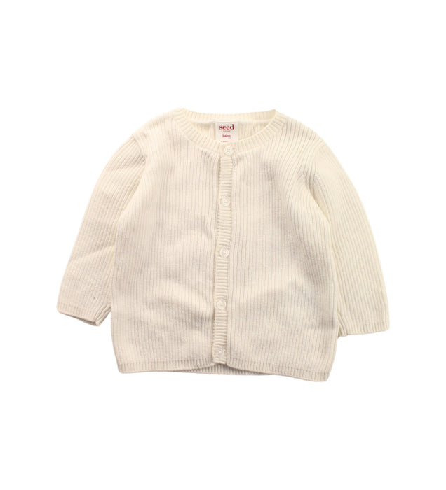 A White Cardigans from Seed in size 3-6M for girl. (Front View)