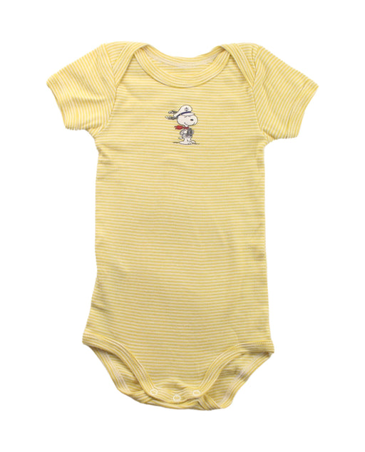 A Yellow Short Sleeve Bodysuits from Petit Bateau in size 3-6M for neutral. (Front View)