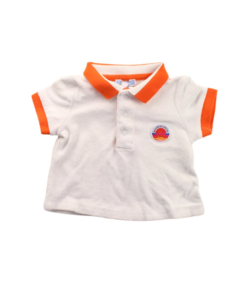 A White Short Sleeve Polos from Jacadi in size 3-6M for boy. (Front View)