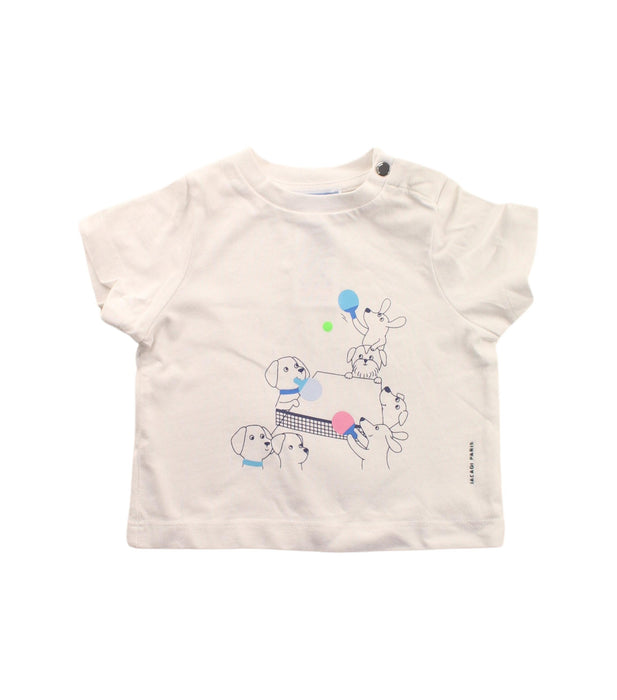A White Short Sleeve T Shirts from Jacadi in size 3-6M for girl. (Front View)