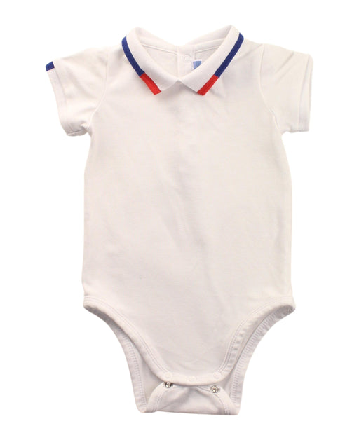 A White Short Sleeve Bodysuits from Jacadi in size 3-6M for boy. (Front View)
