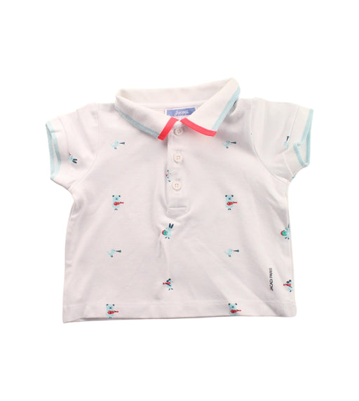 A White Short Sleeve Polos from Jacadi in size 3-6M for boy. (Front View)