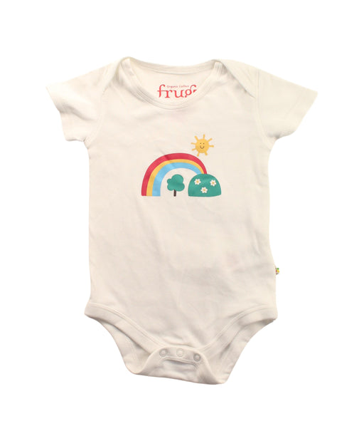 A White Short Sleeve Bodysuits from Frugi in size 3-6M for neutral. (Front View)