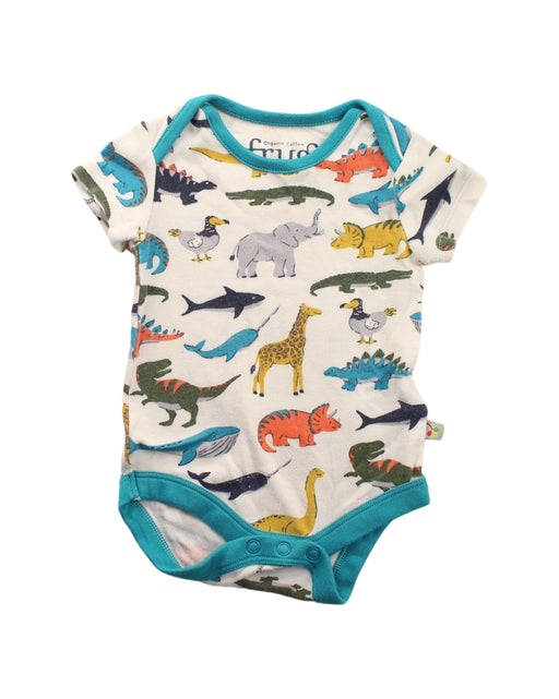 A Blue Short Sleeve Bodysuits from Frugi in size 3-6M for boy. (Front View)