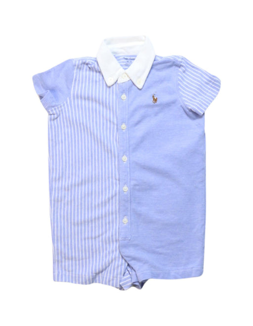 A Blue Short Sleeve Rompers from Ralph Lauren in size 3-6M for boy. (Front View)