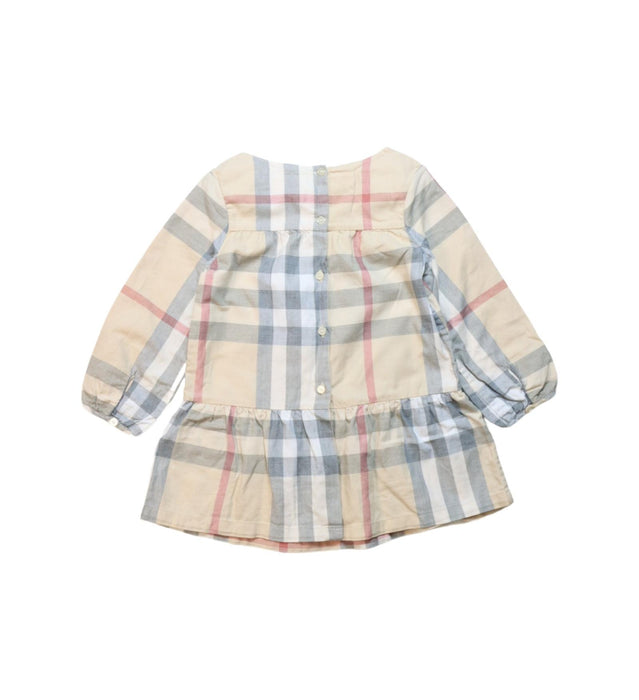 A Multicolour Long Sleeve Dresses from Burberry in size 12-18M for girl. (Back View)