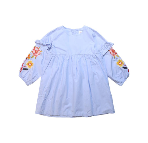A Blue Long Sleeve Dresses from Seed in size 5T for girl. (Front View)