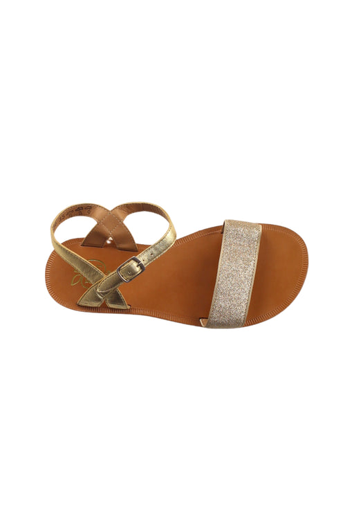 A Brown Sandals from Pom d’Api in size 10Y for girl. (Front View)