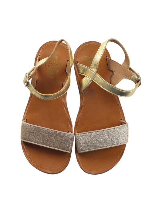 A Brown Sandals from Pom d’Api in size 9Y for girl. (Back View)