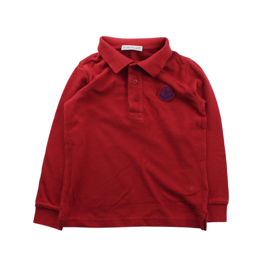 A Red Long Sleeve Polos from Moncler in size 4T for boy. (Front View)