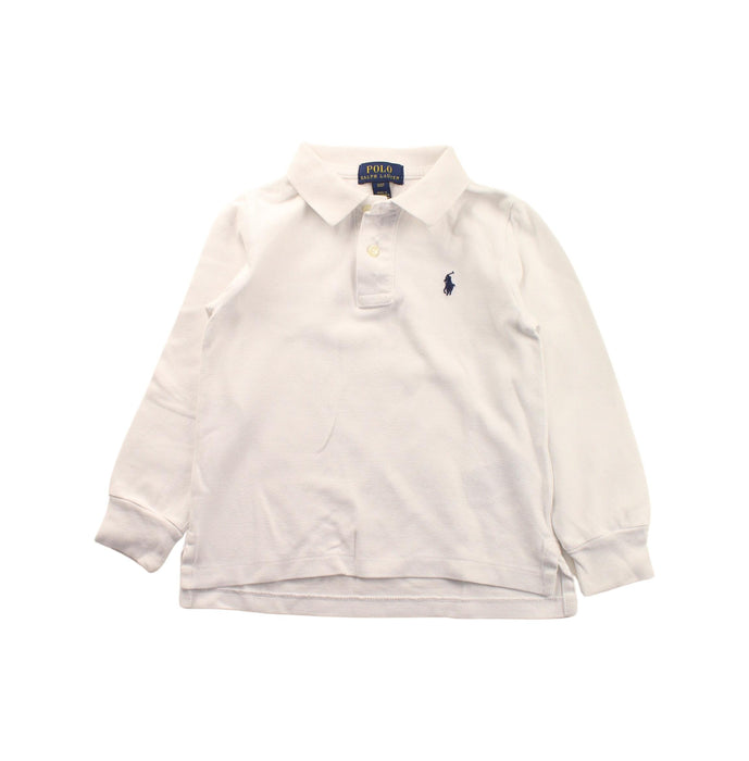 A White Long Sleeve Polos from Polo Ralph Lauren in size 3T for boy. (Front View)