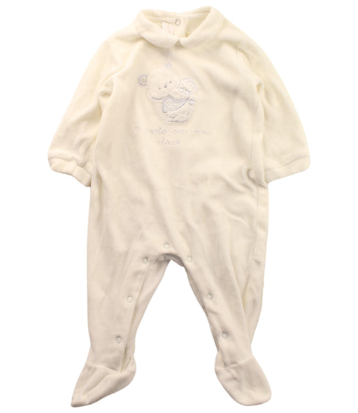 A White Onesies from Chicco in size 3-6M for neutral. (Front View)