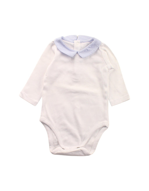 A White Long Sleeve Bodysuits from Jacadi in size 0-3M for girl. (Front View)