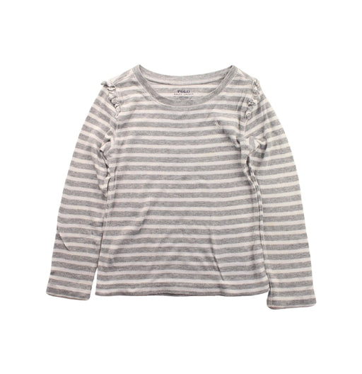 A White Long Sleeve T Shirts from Polo Ralph Lauren in size 4T for girl. (Front View)