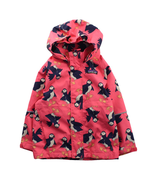 A Pink Rain Jackets from Patagonia in size 4T for neutral. (Front View)