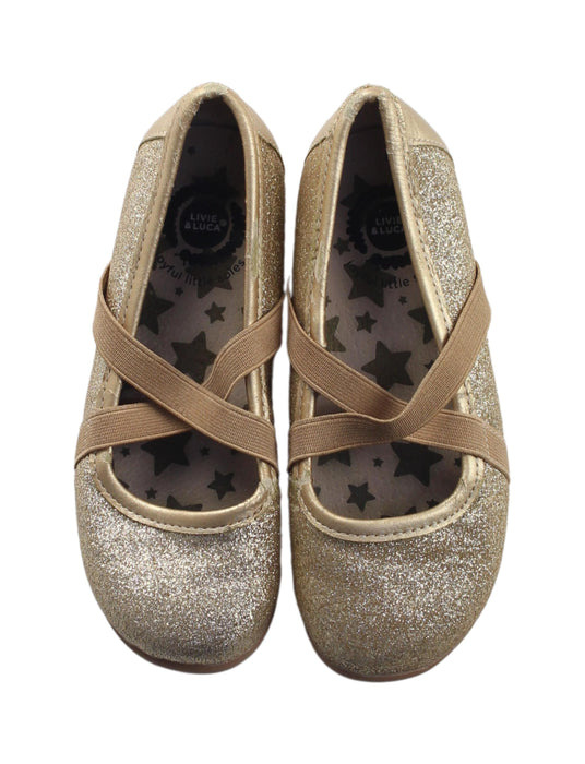 A Gold Flats from Livie & Luca in size 5T for girl. (Back View)